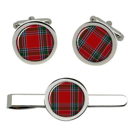 MacBain Scottish Tartan Cufflinks and Tie Clip Set
