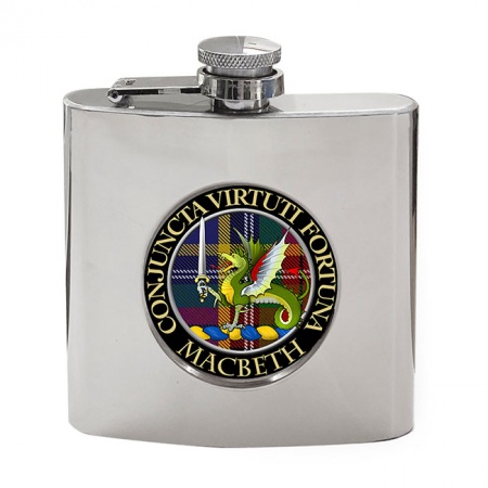 Macbeth (wyvern crest) Scottish Clan Crest Hip Flask