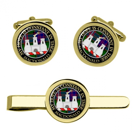 MacDonald of Clanranald Scottish Clan Crest Cufflink and Tie Clip Set