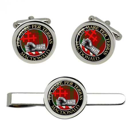 MacDonald of Sleat Scottish Clan Crest Cufflink and Tie Clip Set