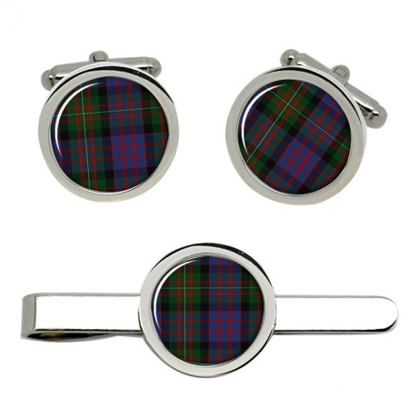MacDonell Scottish Tartan Cufflinks and Tie Clip Set