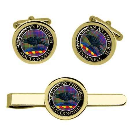 MacDonnell Scottish Clan Crest Cufflink and Tie Clip Set