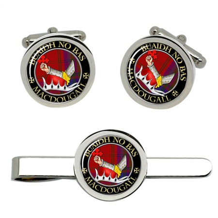 MacDougall Scottish Clan Crest Cufflink and Tie Clip Set