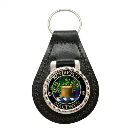 MacEwen Scottish Clan Crest Leather Key Fob