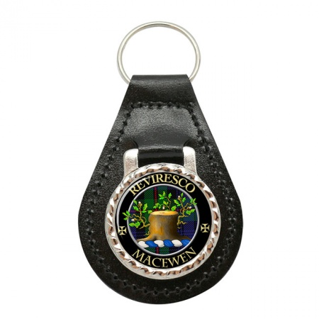 MacEwen Scottish Clan Crest Leather Key Fob