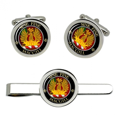 MacGill Scottish Clan Crest Cufflink and Tie Clip Set