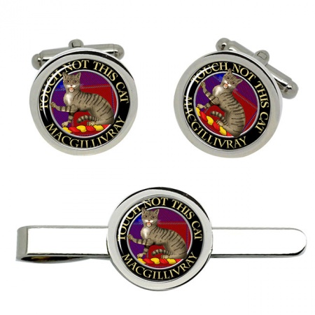 Macgillivray Scottish Clan Crest Cufflink and Tie Clip Set