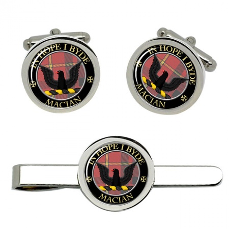 Macian Scottish Clan Crest Cufflink and Tie Clip Set