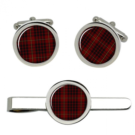 Macian Scottish Tartan Cufflinks and Tie Clip Set