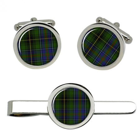 Macinnes Scottish Tartan Cufflinks and Tie Clip Set