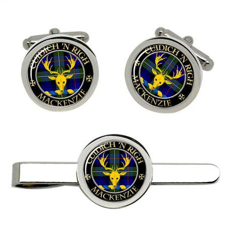 Mackenzie of Kintail Scottish Clan Crest Cufflink and Tie Clip Set