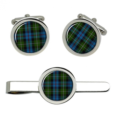Mackenzie Scottish Tartan Cufflinks and Tie Clip Set