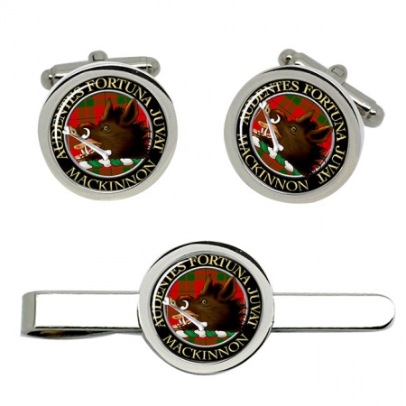 Mackinnon Scottish Clan Crest Cufflink and Tie Clip Set