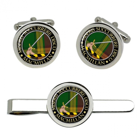 MacMillan Scottish Clan Crest Cufflink and Tie Clip Set