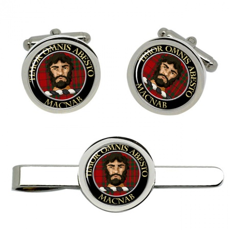 Macnab Scottish Clan Crest Cufflink and Tie Clip Set