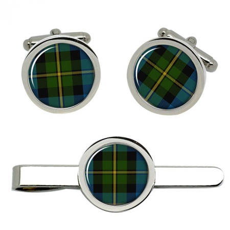 MacNeil Scottish Tartan Cufflinks and Tie Clip Set