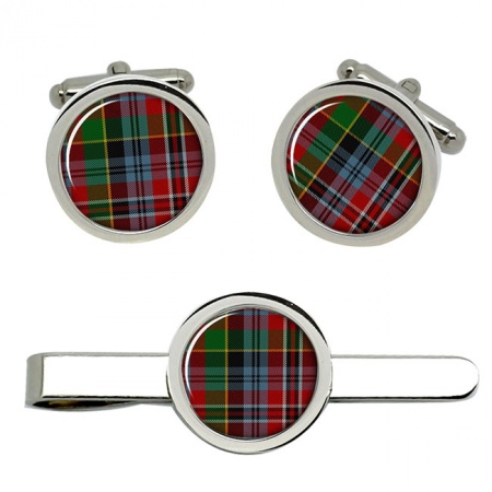 Macpherson Scottish Tartan Cufflinks and Tie Clip Set