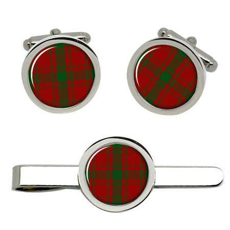 Macquarrie Scottish Tartan Cufflinks and Tie Clip Set