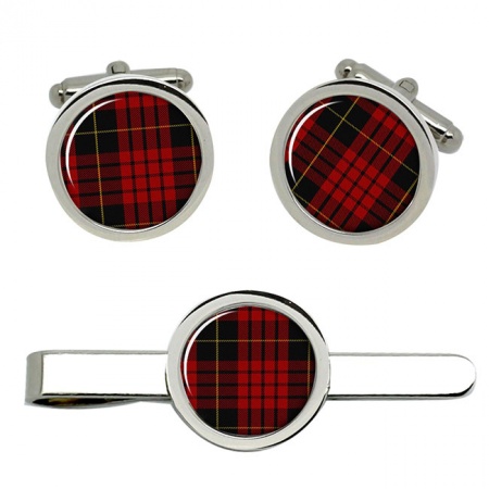 Macqueen Scottish Tartan Cufflinks and Tie Clip Set