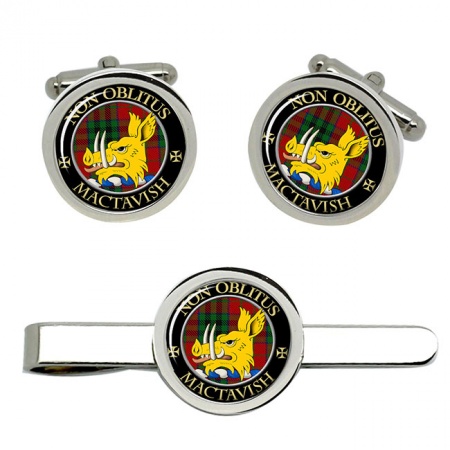 MacTavish Scottish Clan Crest Cufflink and Tie Clip Set