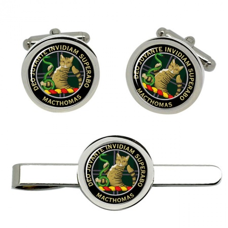 MacThomas Scottish Clan Crest Cufflink and Tie Clip Set