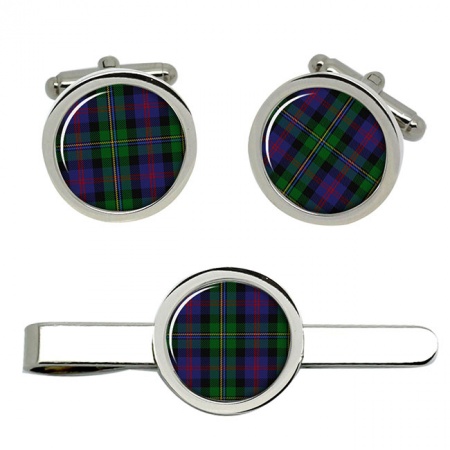 Malcolm Scottish Tartan Cufflinks and Tie Clip Set