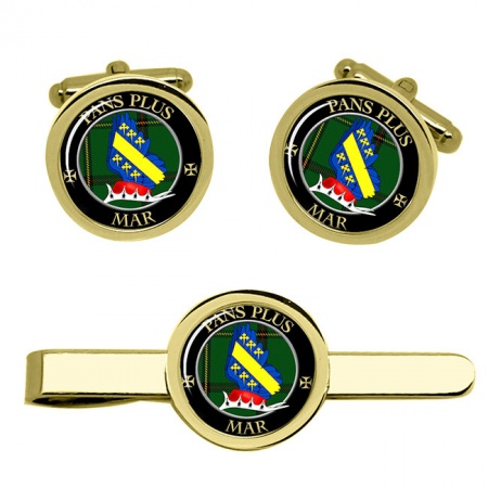 Mar Scottish Clan Crest Cufflink and Tie Clip Set