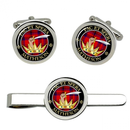 Matheson Scottish Clan Crest Cufflink and Tie Clip Set