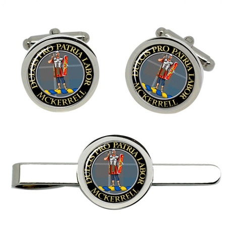 McKerrell Scottish Clan Crest Cufflink and Tie Clip Set