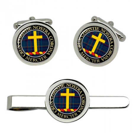 Mercier Scottish Clan Crest Cufflink and Tie Clip Set