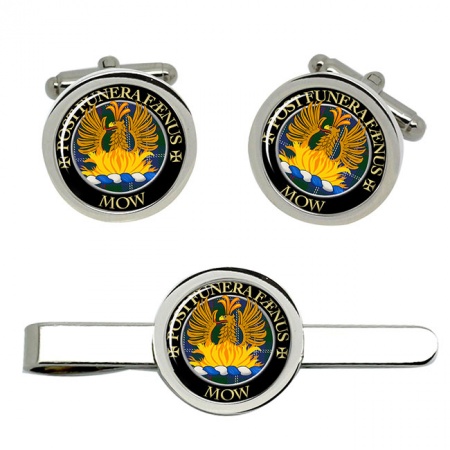 Mow Scottish Clan Crest Cufflink and Tie Clip Set