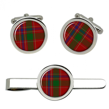 Munro Scottish Tartan Cufflinks and Tie Clip Set