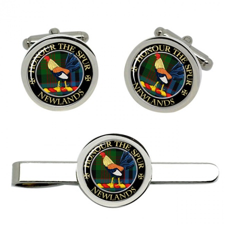 Newlands Scottish Clan Crest Cufflink and Tie Clip Set