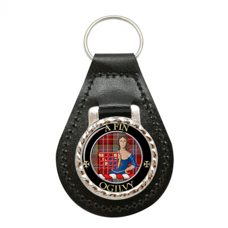 Ogilvy Scottish Clan Crest Leather Key Fob