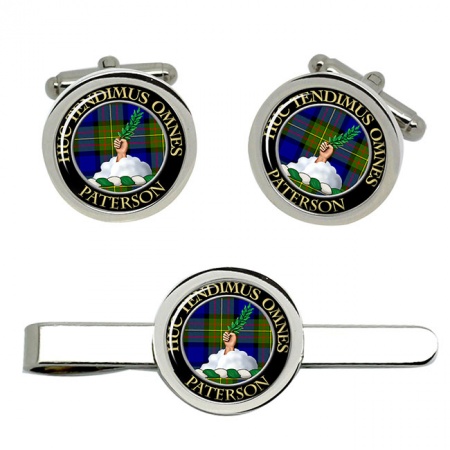 Paterson Scottish Clan Crest Cufflink and Tie Clip Set