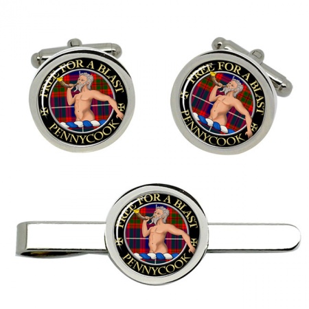 Pennycook Scottish Clan Crest Cufflink and Tie Clip Set