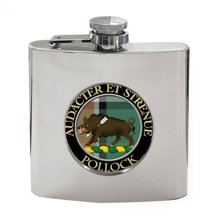 Pollock Scottish Clan Crest Hip Flask