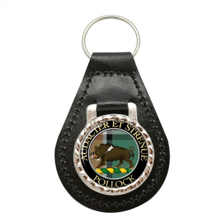 Pollock Scottish Clan Crest Leather Key Fob