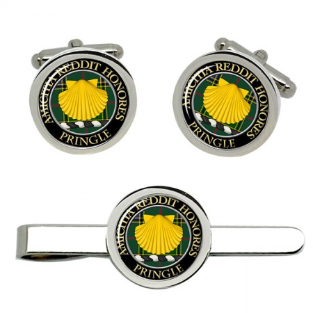 Pringle Scottish Clan Crest Cufflink and Tie Clip Set