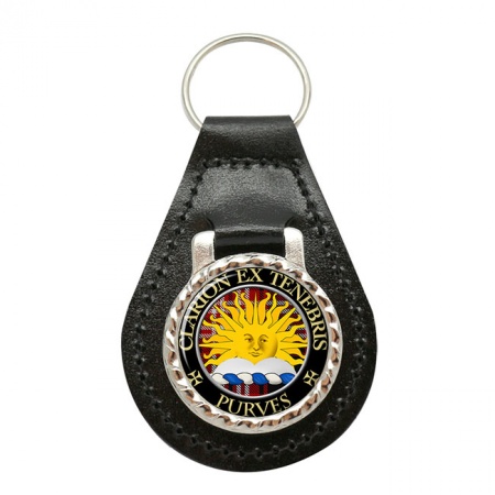 Purves Scottish Clan Crest Leather Key Fob