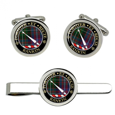 Rankin Scottish Clan Crest Cufflink and Tie Clip Set