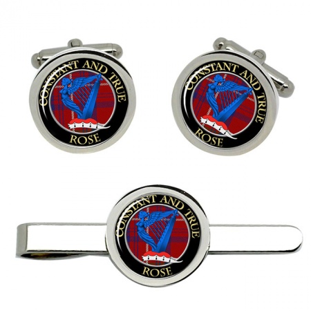 Rose Scottish Clan Crest Cufflink and Tie Clip Set