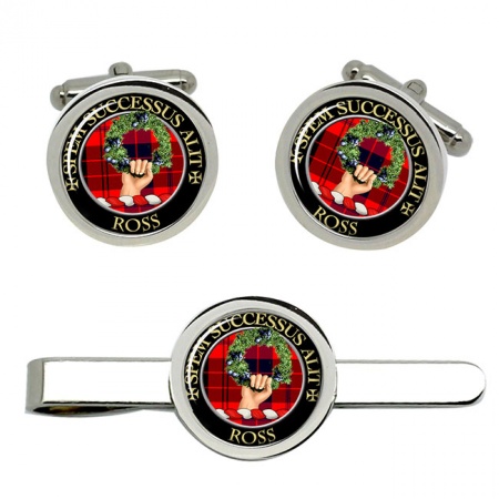 Ross Scottish Clan Crest Cufflink and Tie Clip Set