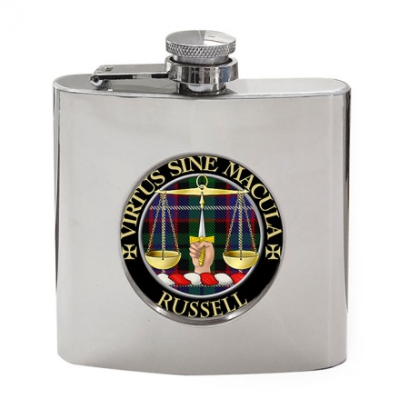 Russell Scottish Clan Crest Hip Flask