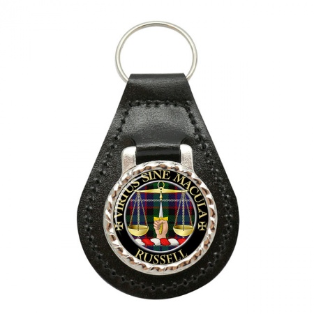 Russell Scottish Clan Crest Leather Key Fob