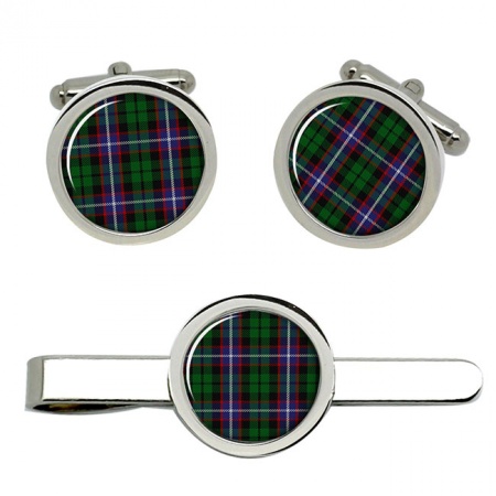 Russell Scottish Tartan Cufflinks and Tie Clip Set