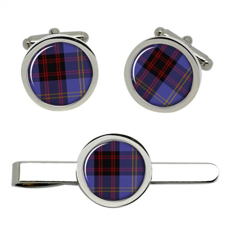 Rutherford Scottish Tartan Cufflinks and Tie Clip Set