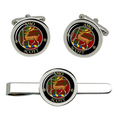 Scott Scottish Clan Crest Cufflink and Tie Clip Set