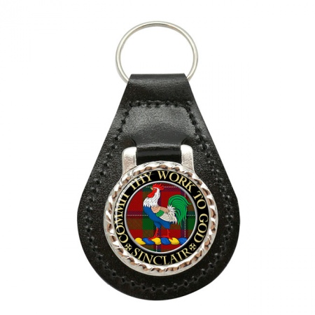 Sinclair Scottish Clan Crest Leather Key Fob