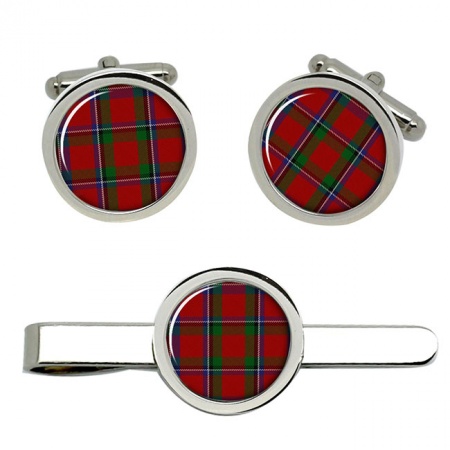 Sinclair Scottish Tartan Cufflinks and Tie Clip Set